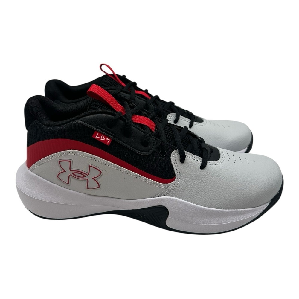 Under Armour Lockdown 7 Basketball Shoes Mens 10.5 Grey Red Sneakers 3028512-100